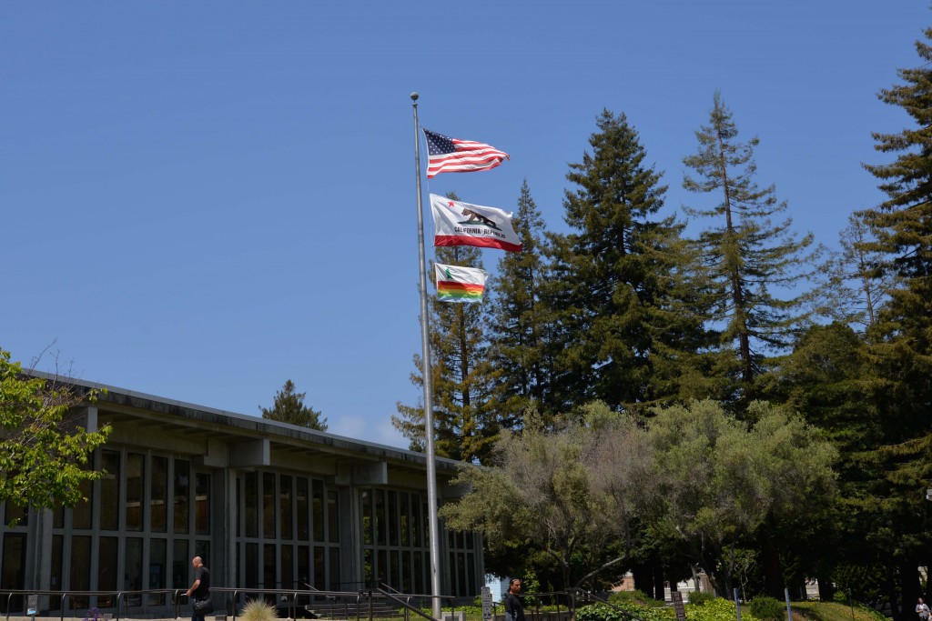 Three flags fly at the Santa Cruz County Court House. You know the top two. Did you ever even notice the County Flag on the bottom?