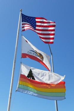 The Santa Cruz County Flag also flies at the County Transfer stations. These are at the Ben Lomond transfer station.