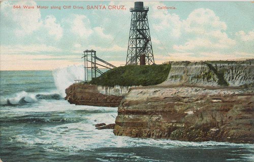 Old postcard showing the wave motor circa 1906. Image courtesy of Frank Perry.