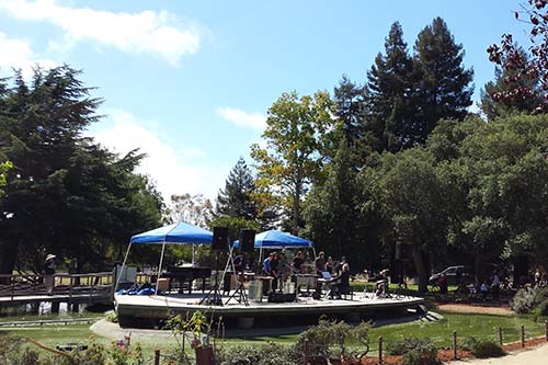 Water Music celebrated the music of John Cage, September 2014, at the San Lorenzo Park’s Duck Island Stage. Photo © Coastal Watershed Council
