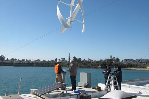 Installation of the CERF wind turbine. Picture © Tiffany Wise-West/UCSC.