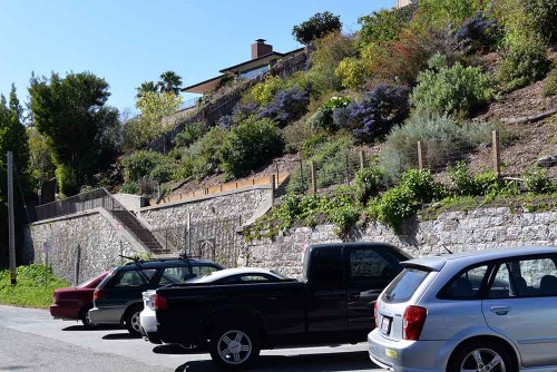 These gated stairs are private and were built post 2010.