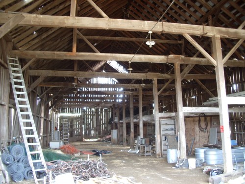 Interior of the original Hay Barn as it looked in 2005. Photo courtesy of the Friends of the Cowell Lime Works Historic District
