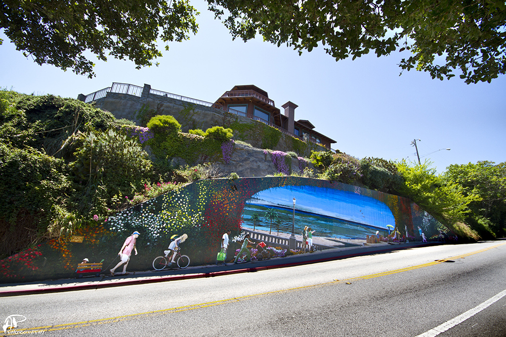 Our Capitola. Acrylic on concrete. By John Ton, 2012. Mural is located on Wharf Road. Photo &copy; Andrew Pastor.
