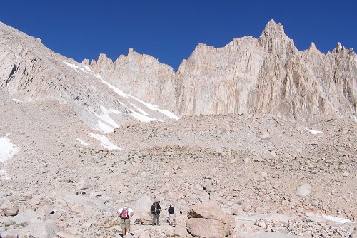 Sierran Granite at the base of the switchbacks on the Mount Whitney Trail, next to High Camp. Sierra Nevada, California.. Photo by Justin Johnson.