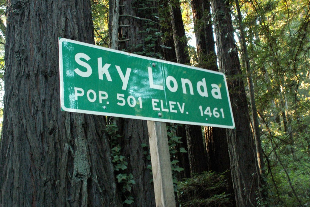 Skylonda is not an official town, but warrants a sign anyway. There are several variations in the spelling. Photo courtesy Janet Scwind.