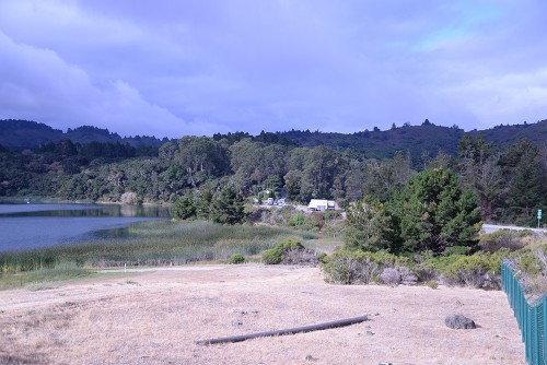The causeway on highway 92 across Crystal Springs Reservoir. It was offset 8 feet (with the west side going north) buy the 1906 earthquake. Since then the causeway has been rebuilt and the offset can no longer be seen.