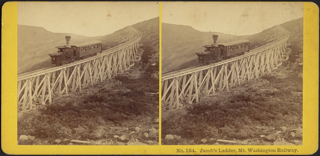 Jacob’s Ladder section of Mt. Washington Cog Railway dating 1850-1920. Photo by Boston Public Library.