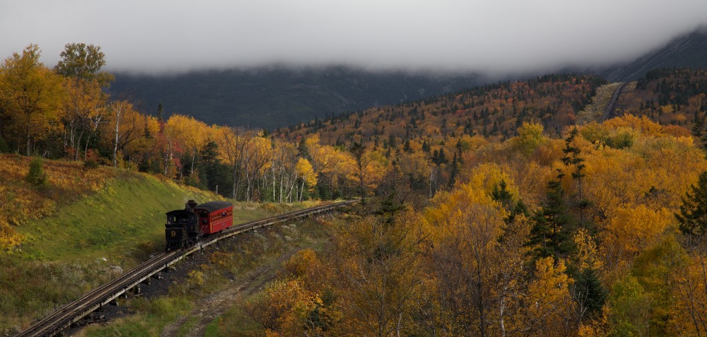 Steam Locomotive on Mount Washington Cog Railway. Photo by David Brossard.
