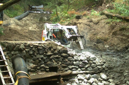Dam removal in progress on Branciforte Creek in 2013. Photo courtesy of Resource Conservation District of Santa Cruz County. 