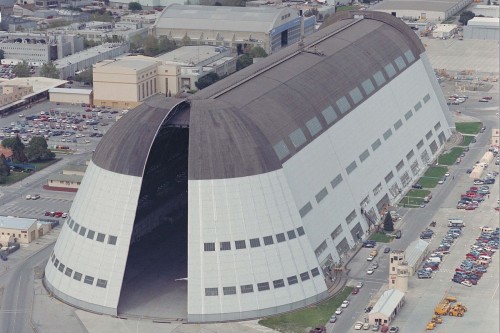 Hangar One in 1992. It looked pretty much like this for 78 years. Photo: NASA Ames Research Center.