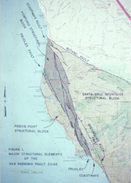 A map of the many faults in this area. The fault exposed at Greyhound Rock is still not well mapped. Image: Created by and courtesy of Gerald Weber