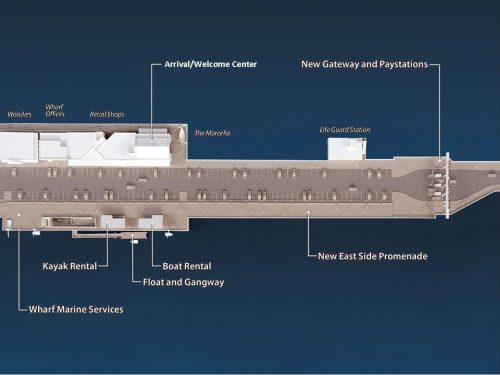 View of the entrance to the Santa Cruz Wharf as envisioned by a Master Plan Concept Graphic in 2013. Source: City of Santa Cruz