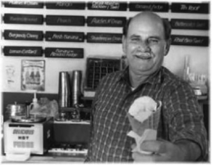 Sam Lieberman behind the counter at Marianne’s Ice Cream. Photo: Charlie Wilcox 