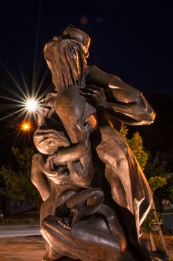 "Collateral Damage" by E.A. Chase. Located next to the Clock Tower in downtown Santa Cruz. Photo: Paul babb