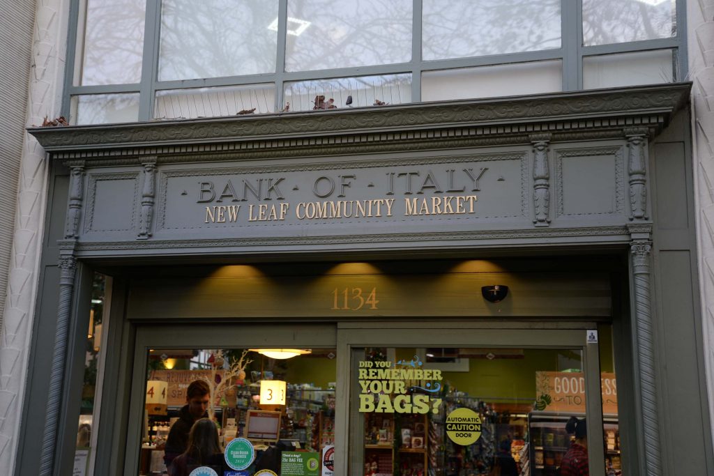 The Santa Cruz downtown New Leaf  Community Market occupies the former Bank of Italy. Photo: Jim Whitehead/Mobile Ranger